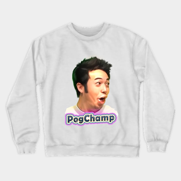 PogChamp Twitch emote redesigned HD with lettering art Crewneck Sweatshirt by therustyart